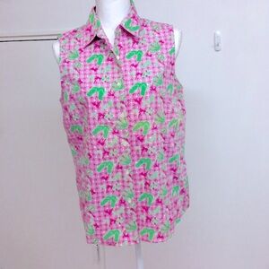 Belize sleeveless blouse with flip flops& Shells M